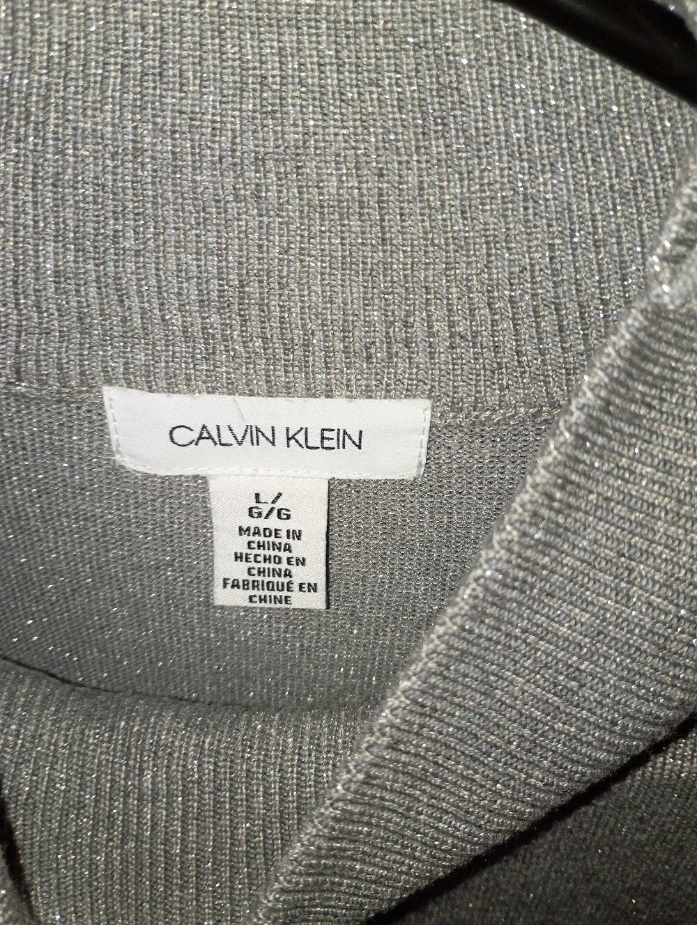 SIZE LARGE SET Calvin Klein Silver Sparkle Sweater & Old Navy Metallic Leggings
